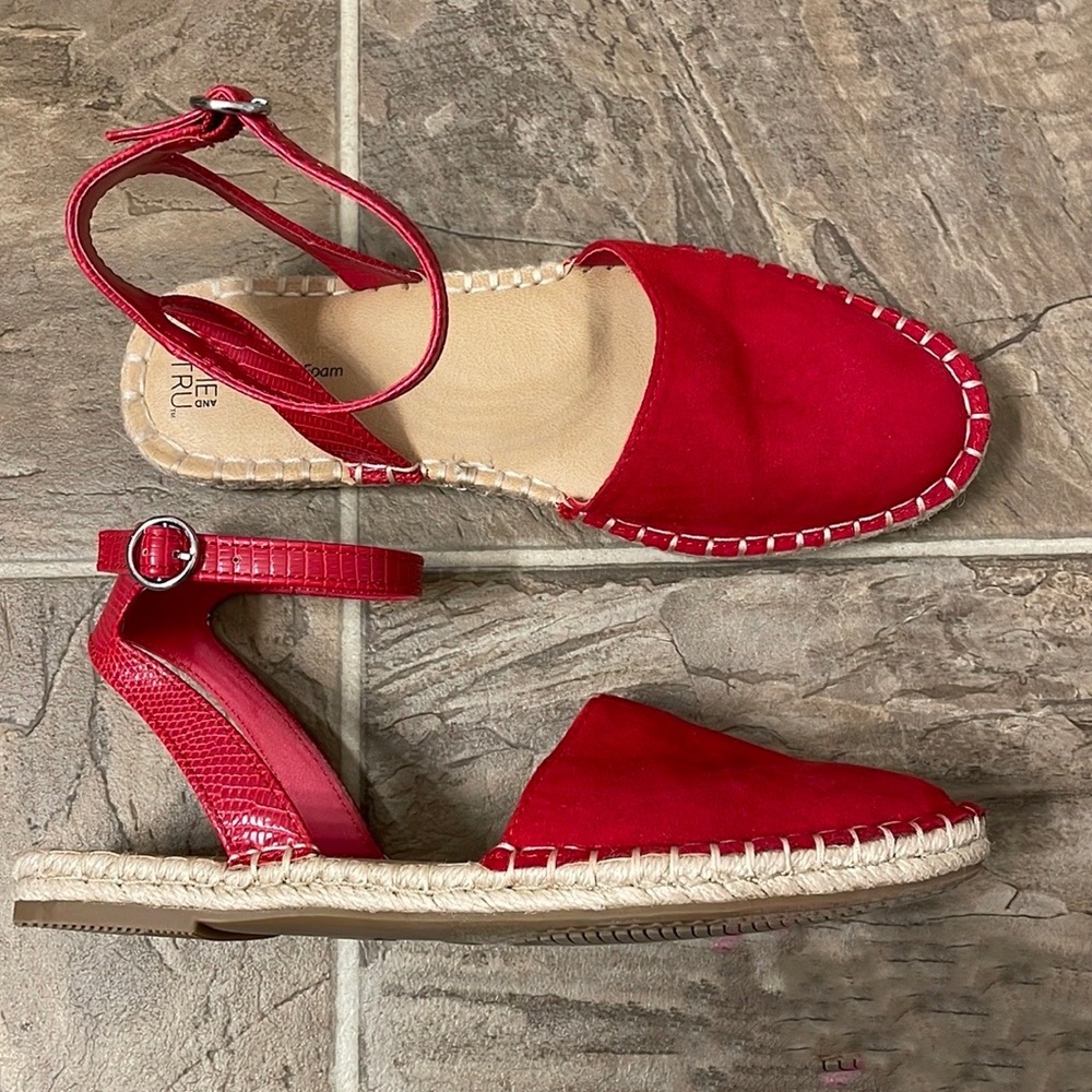 Time and Tru Red Espadrille Sandals